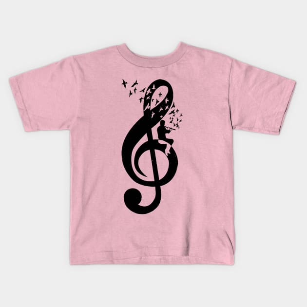 Treble Clef - Flute Kids T-Shirt by barmalisiRTB